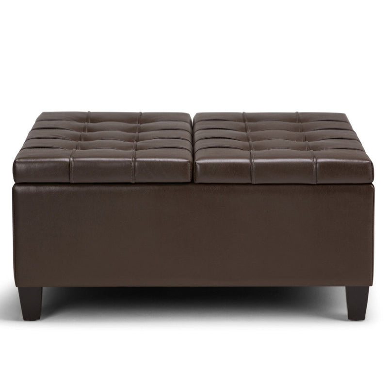 36" Cocktail Ottoman With Storage - Brown / Espresso