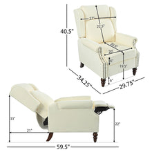 Load image into Gallery viewer, Push Back Recliner Chair Upholstered Recliner Armchair With Classic Wing Back And Solid Gourd-Shaped Legs
