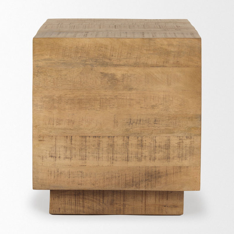 Square Block End Table - Light Brown