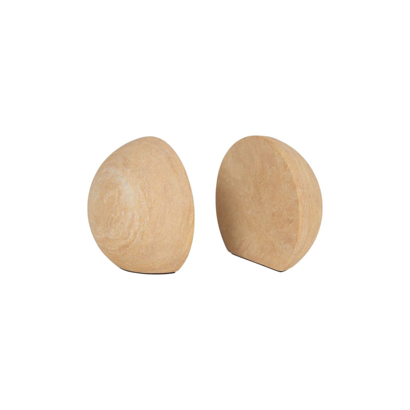 Orb Decorative Bookends (Set of 2) - Beige / Stone