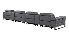 Load image into Gallery viewer, Top Grain Leather Reclining Metal USB Sofa (720348) - Dark Gray
