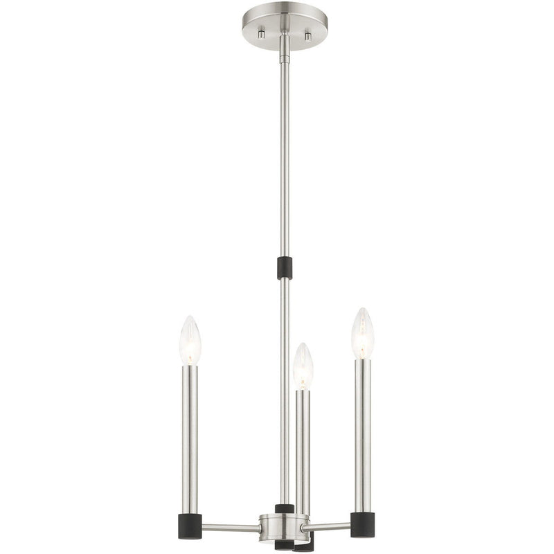 19" Three Light Dimmable Chandelier With Shades - Nickel