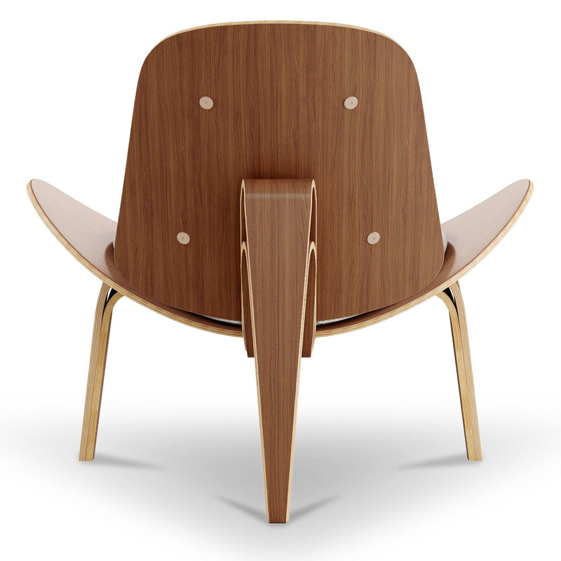 Faux Leather Lounge Chair - White And Wood Brown