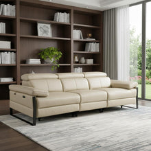 Load image into Gallery viewer, Top Grain Leather Reclining Metal USB Sofa (720327) - Beige
