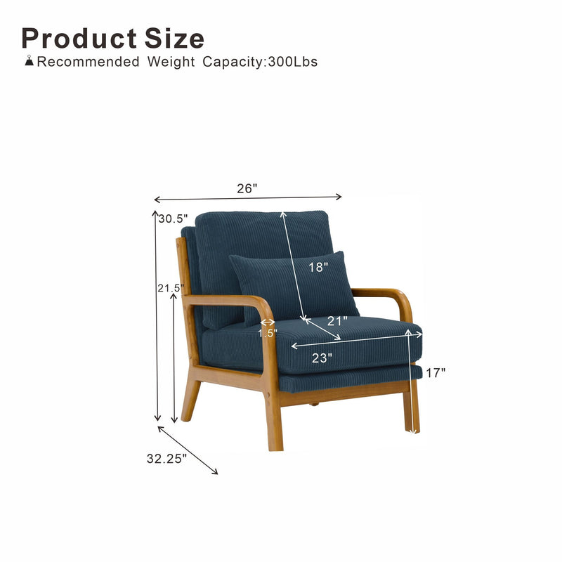 Upholstered Armchair With Back Support Pillow