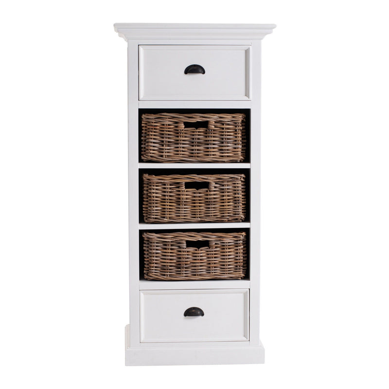 Two Drawer Storage Cabinet With Baskets - White