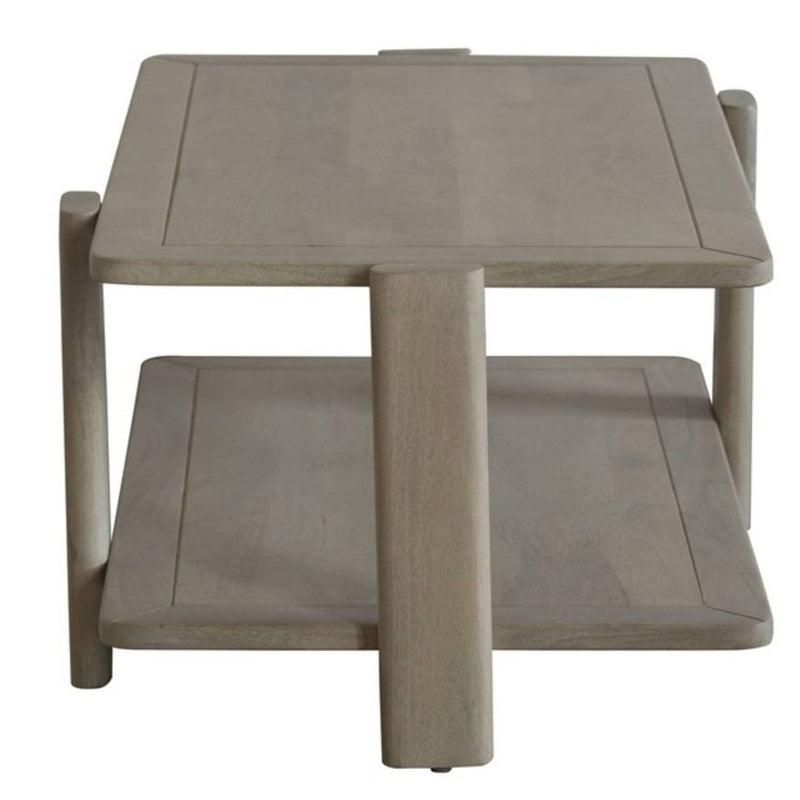 45" Solid Wood Distressed Coffee Table With Shelf - Natural