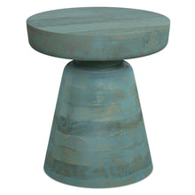 Load image into Gallery viewer, 18" Solid Wood Round End Table - Teal Blue
