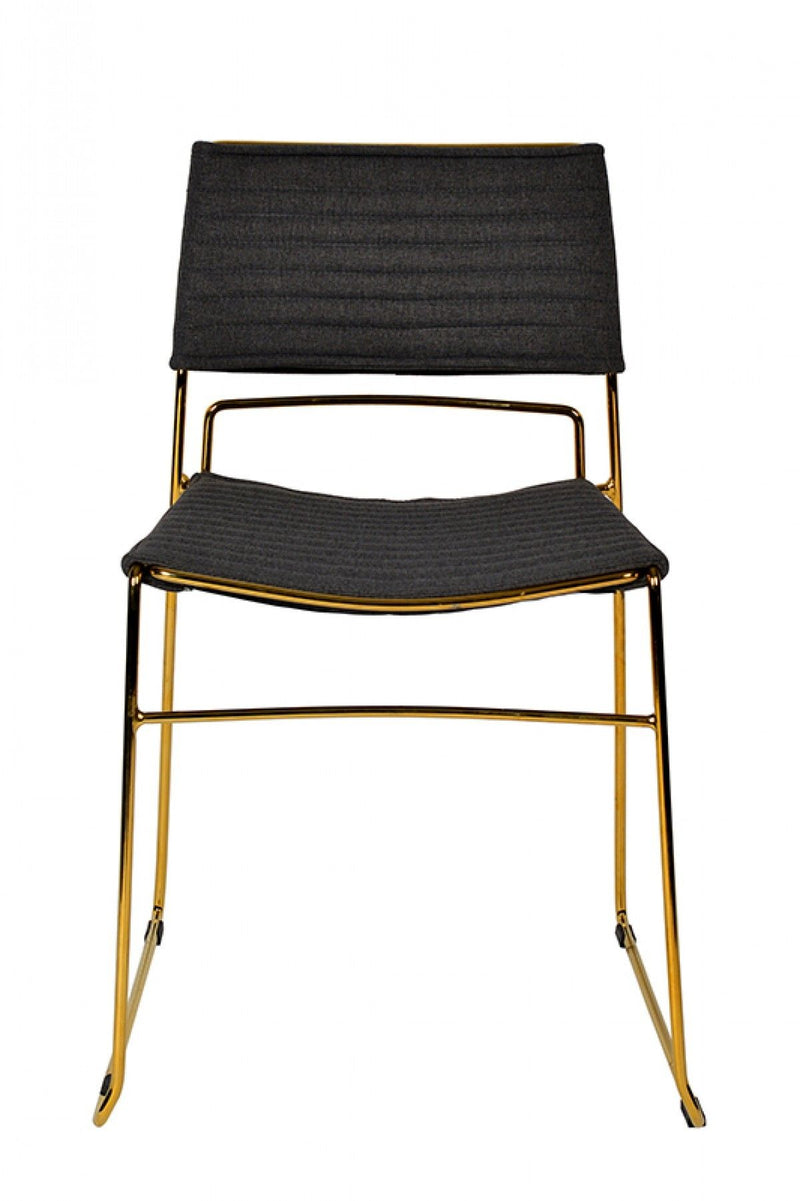 Fabric Dining Chairs (Set of 2) - Gray / Gold