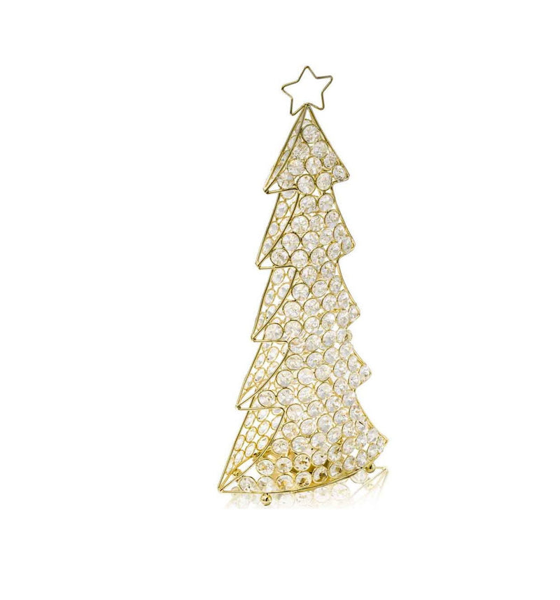 Glam Faux Crystals Christmas Tree Tabletop Sculpture - Gold / Gold