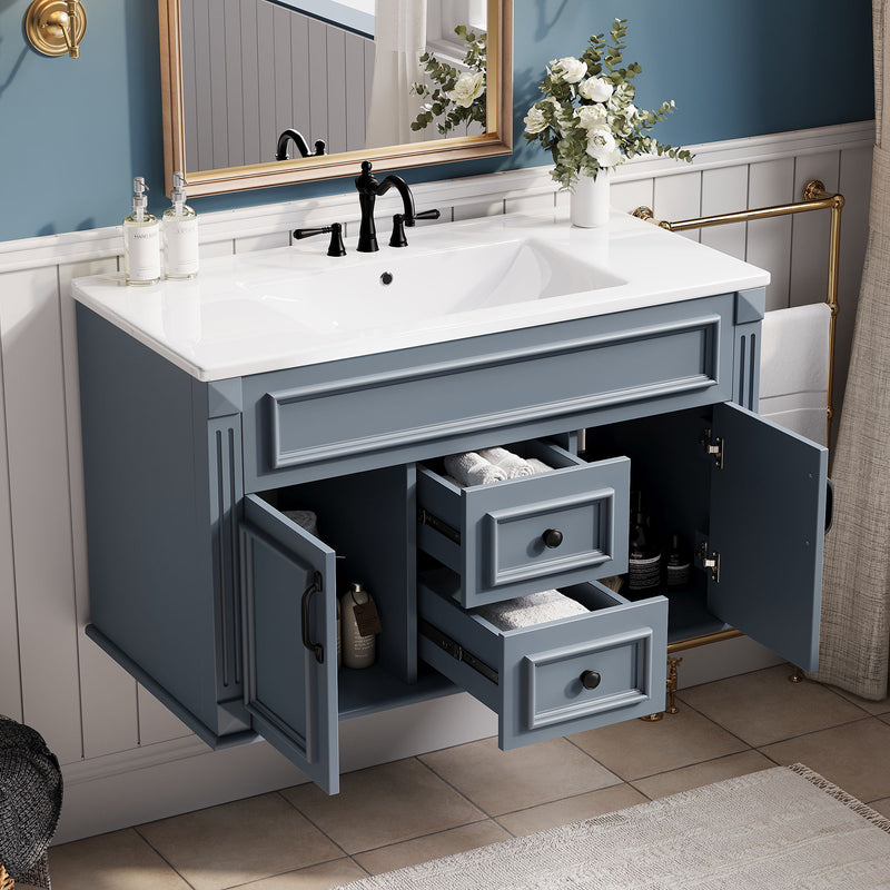 French Simple Style Wall Mounted Bathroom Cabinet With Sink