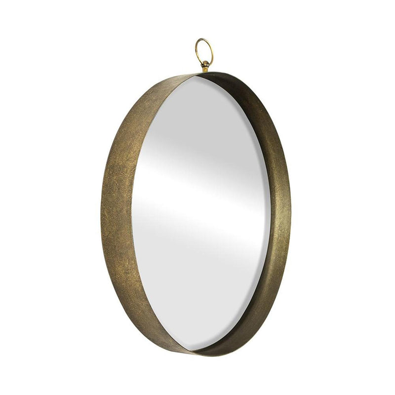 28" Round Iron Framed Accent Mirror - Gold