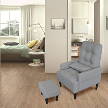 Load image into Gallery viewer, Living Room Sofa Single Chair And Ottoman, Modern Multi-Function Fabric Living Room Sofa Lounge Chair Bed And Stool. Soft Leisure Single Chair Adjustable Into 5 Angles With Sofa Bed

