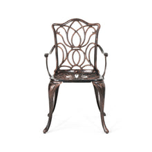 Load image into Gallery viewer, Outdoor Dining Chair With Floral Design And Curved Saber Legs (Set of 2) - Copper

