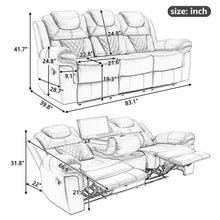 Load image into Gallery viewer, 3 Pieces Recliner Sofa Sets Home Theater Seating Manual Recliner Chair With Center Console And LED Light Strip For Living Room
