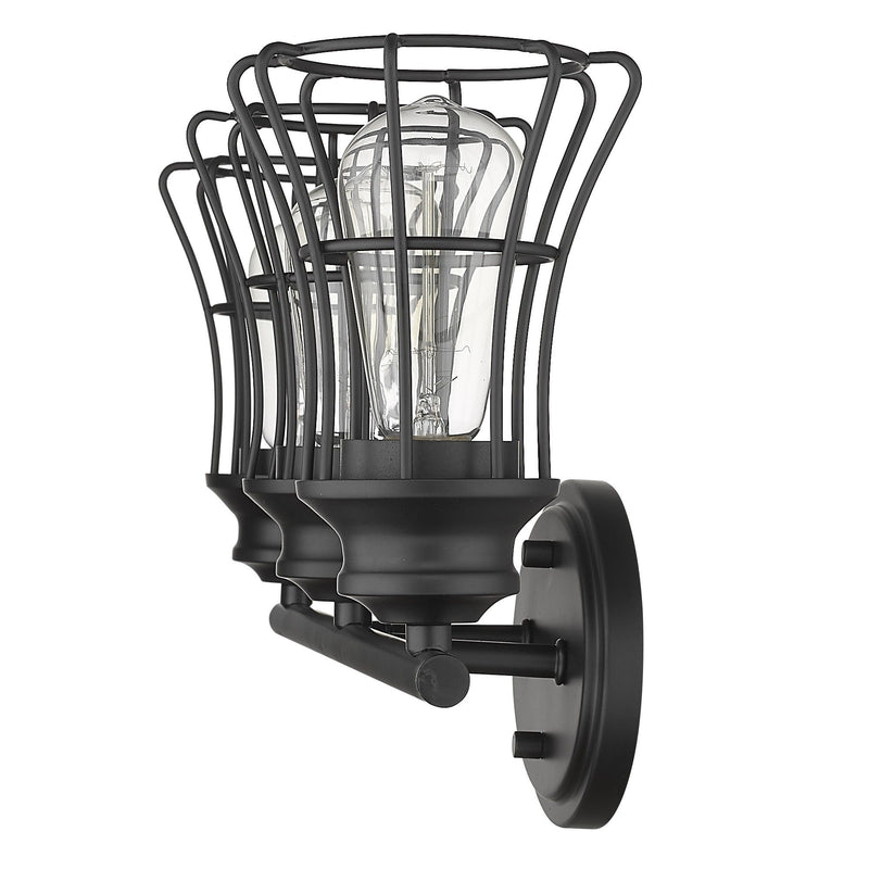 Three Light Cage Wall Sconce - Matte Black