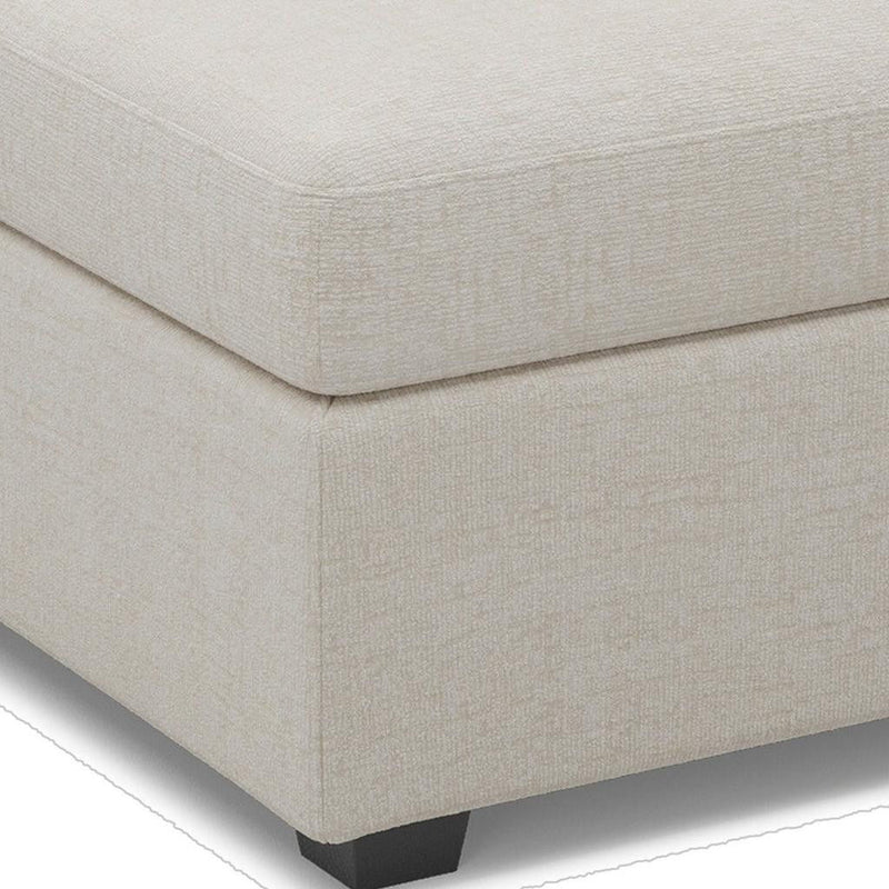 30" Chenille Storage Ottoman - Beige / Black