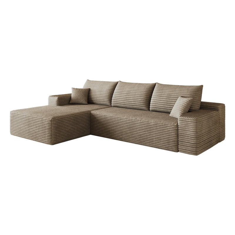 Corduroy Modular L Shaped Sofa And Chaise Sectional (762626) - Camel