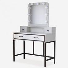 Load image into Gallery viewer, Vanity Desk With 3 Color Lighted Mirror And 4 Drawers
