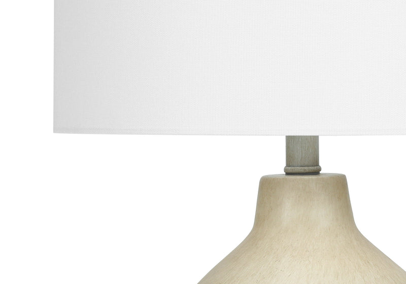 Concrete Urn Table Lamp With Ivory Drum Shade - Beige