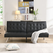 Load image into Gallery viewer, Contemporary Wood Frame Sofa Bed With Stainless Legs - Black
