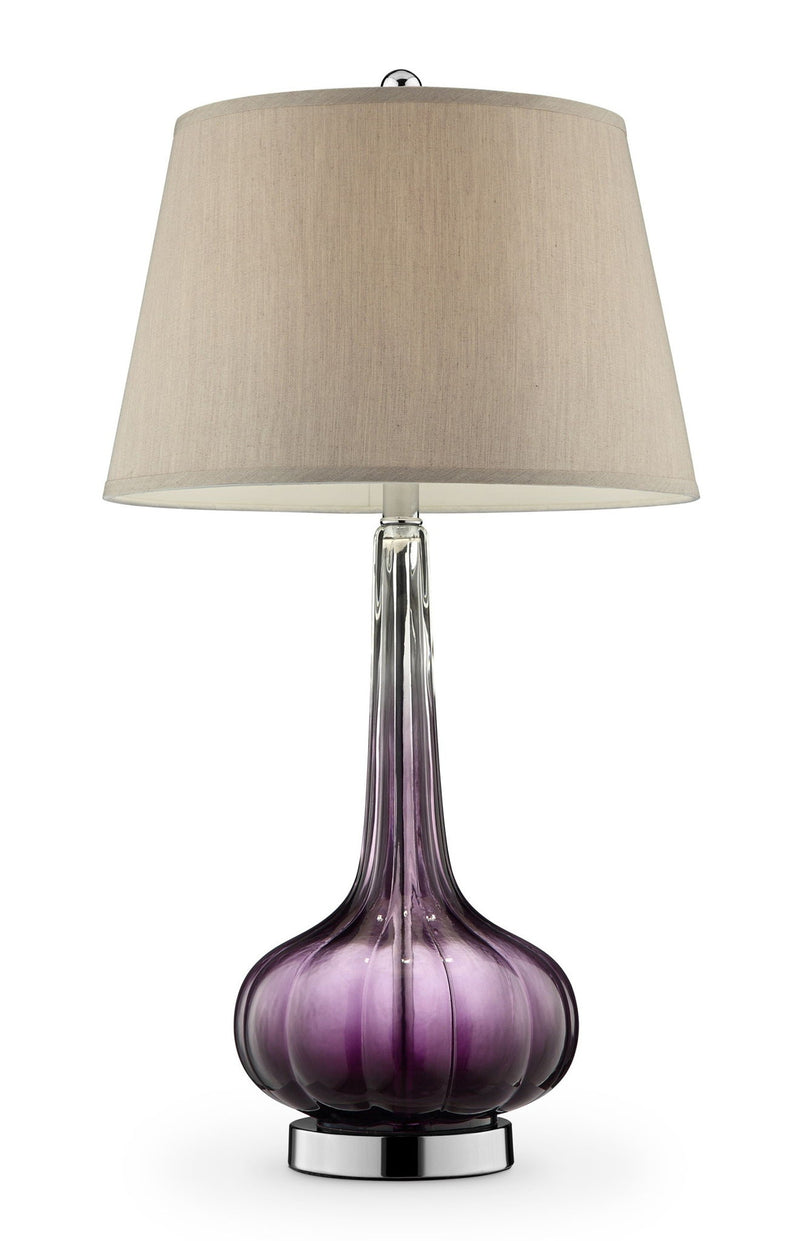 Glass Table Lamp With Beige Shade - Purple Ombre