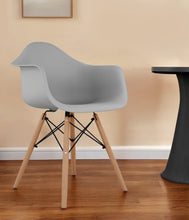 Load image into Gallery viewer, Heavy Duty Plastic Solid Wood Dining Arm Chair - Gray
