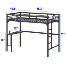 Load image into Gallery viewer, Twin Metal Loft Bed With Desk, Ladder And Guardrails, Bookdesk Under Bed - Black
