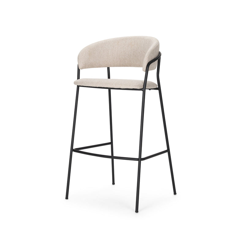 Fabric And Metal Bar Height Bar Chair - Cream / Black