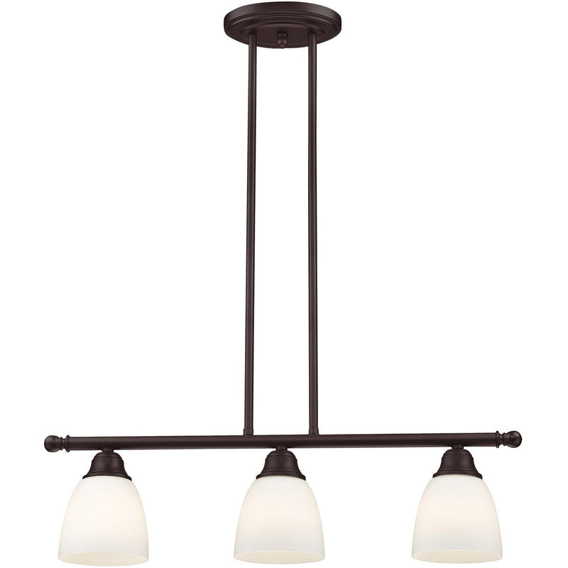 14" Three Light Dimmable Chandelier With Shades - Bronze