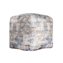 Load image into Gallery viewer, Cotton Abstract Pouf Ottoman - Blue
