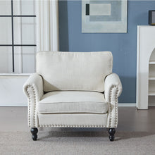 Load image into Gallery viewer, Rolled Arm Sofa With Nailhead Trim, 1 Seater Upholstered Couch With Wooden Legs
