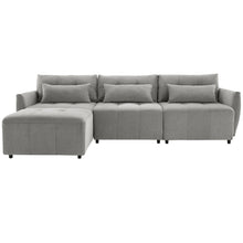 Load image into Gallery viewer, 113.3&quot; Convertible Sectional Sofa Couch 3-Seat L-Shaped Sofa with Movable Ottoman and  USB for Apartment, Living Room, Bedroom, Grey
