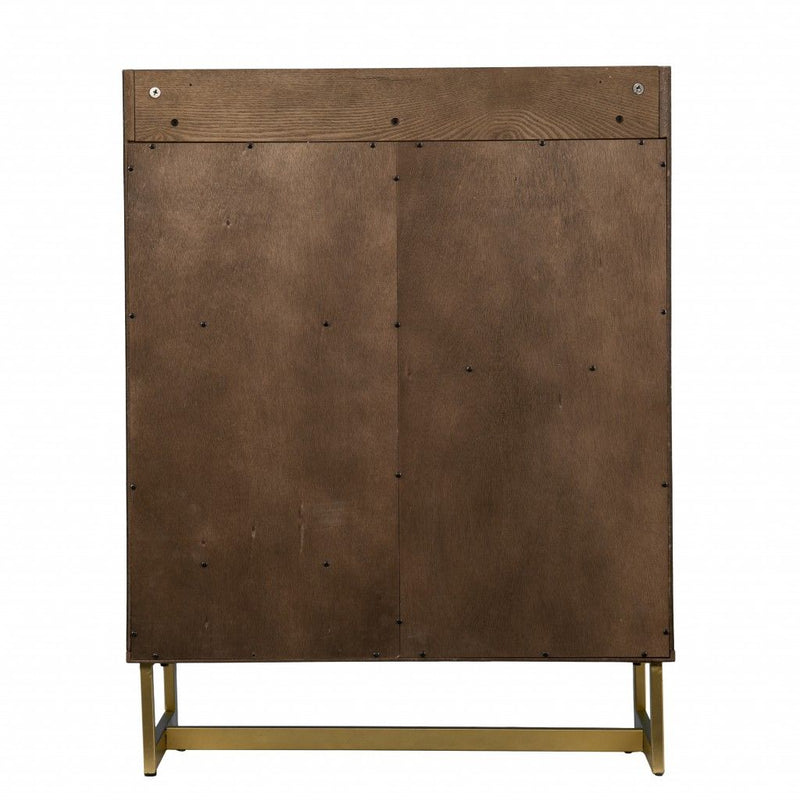 Retro And Faux Marble Wine Cabinet - Brown