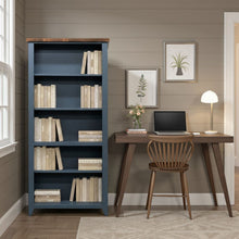 Load image into Gallery viewer, 5 Shelf Bookcase - Blue Denim / Whiskey
