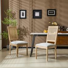 Load image into Gallery viewer, French Country Dining Chair With Rectangular Cane Backrest And Smooth Upholstered Seating
