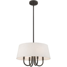 Load image into Gallery viewer, 20" Four Light Metal Dimmable Chandelier With Shades - Bronze / Cream
