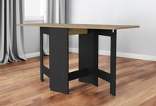 Load image into Gallery viewer, 24" Wood Brown And Black Drop Leaf Trestle Base Dining Table

