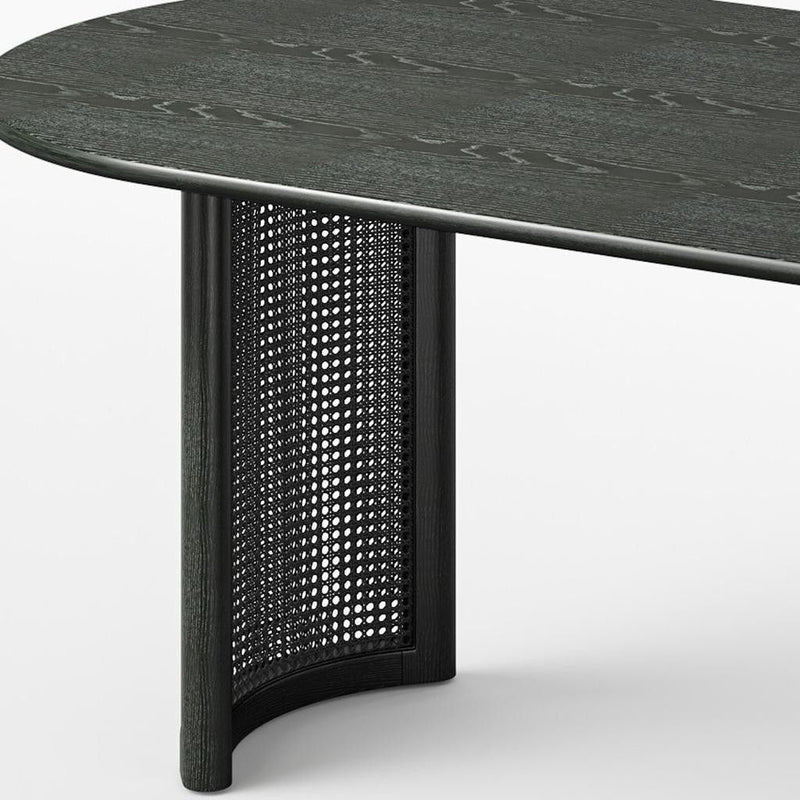 67'' Wooden Double Pedestal Base Oval Dining Table - Black