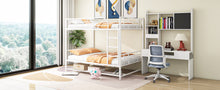 Load image into Gallery viewer, Full Over Full Metal Bunk Bed with Shelf and Guardrails, White
