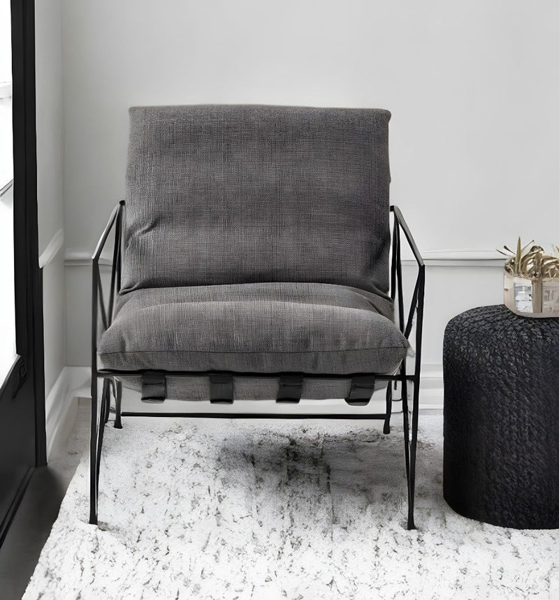Linen Lounge Chair - Gray And Black