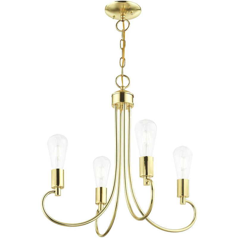 20" Four Light Dimmable Chandelier With Shades - Brass