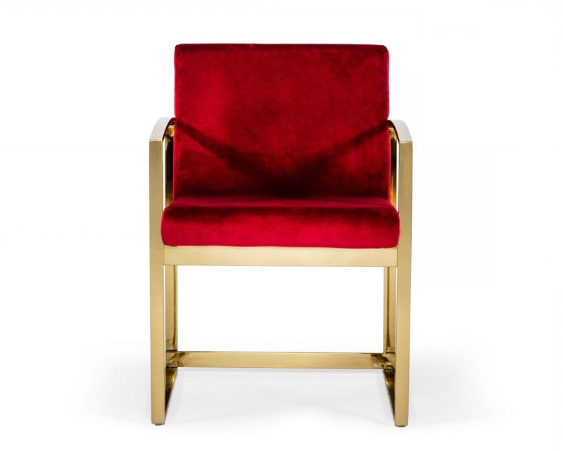Lux Red Velvet Armchair - Red And Gold