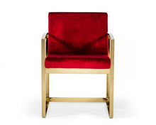 Load image into Gallery viewer, Lux Red Velvet Armchair - Red And Gold
