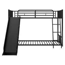 Load image into Gallery viewer, Metal Bunk Bed with Slide, Twin over Twin, Black
