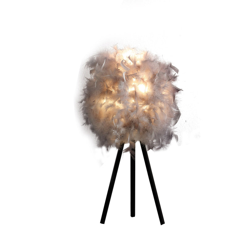 Feather Shade Modern Tripod Metal Table Lamp - Soft Gray