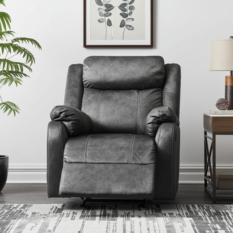 Granite Fabric Manual Recliner - Gray