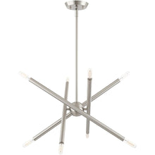 Load image into Gallery viewer, 23" Eight Light Dimmable Chandelier With Shades - Nickel
