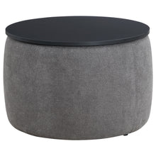 Load image into Gallery viewer, Reeves - Round Upholstered Lift Top Storage Ottoman - Gray
