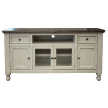 Load image into Gallery viewer, Solid Wood Open Shelving Distressed, TV Stand - Ivory
